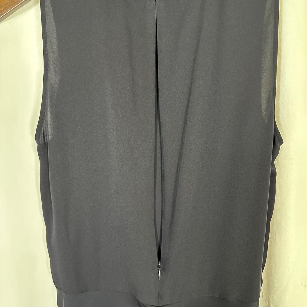 Theory Nicella Modern Black Silk Split Peplum Sleeveless‎ Top M Minimalist Work - Picture 5 of 11